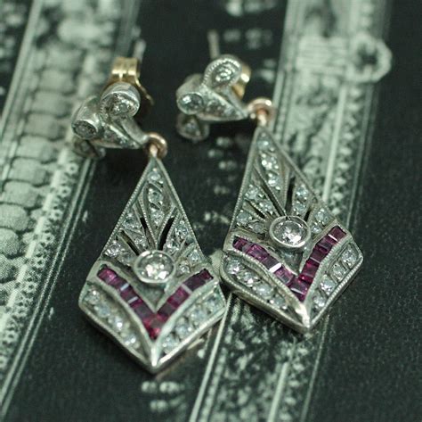 Circa 1920's Handmade Diamond & Synthetic Ruby Earrings – Pippin ...