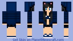 Dark Blue Cat Girl Minecraft Skin