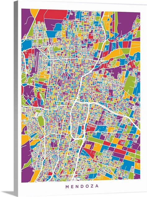 Mendoza Argentina City Street Map Wall Art, Canvas Prints, Framed ...