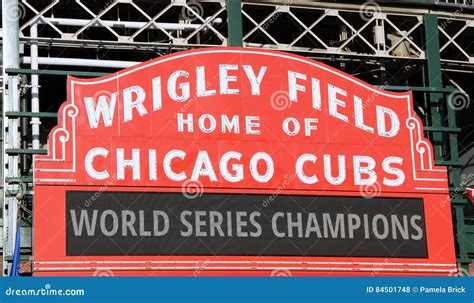 Chicago Cubs Center Field Marquee On The Northwest Corner Of Wrigley ...