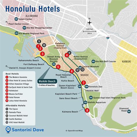 Waikiki Beach Hotels Map - Sayre Courtnay