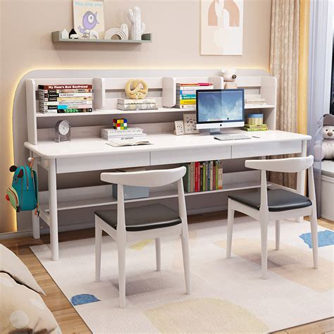 Dalenna Solid Wood Study Desk with Book Shelves and Drawers/Rubberwood ...