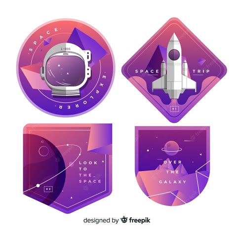 Premium Vector | Cute colorful space stickers collection