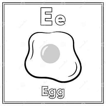 English Alphabet Letter E Learning Card with Cute Egg Sketch for ...