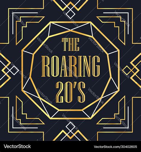 Roaring 20s gold art deco frame background Vector Image