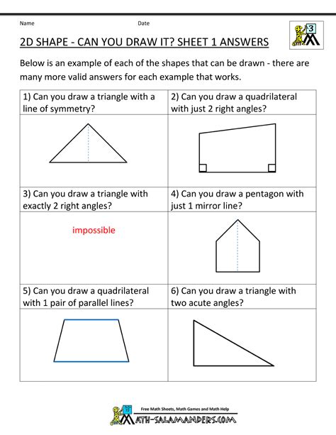 Geometry Worksheets For 3rd Grade