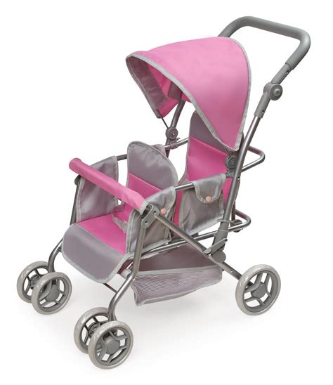 Badger Basket Cruise Folding Inline Double Doll Stroller - Gray/Pink ...