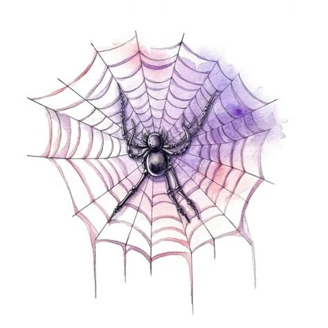 Premium AI Image | Arafed spider on web with purple background on white ...