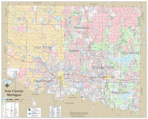 Iron County Michigan 2019 Wall Map | Mapping Solutions