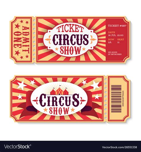 Circus tickets magic show entrance vintage paper Vector Image