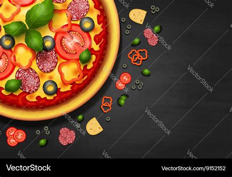 Realistic pizza recipe or menu background Vector Image