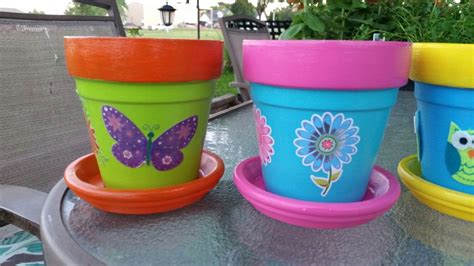 Colorful Painted Terra Cotta Flower Pots