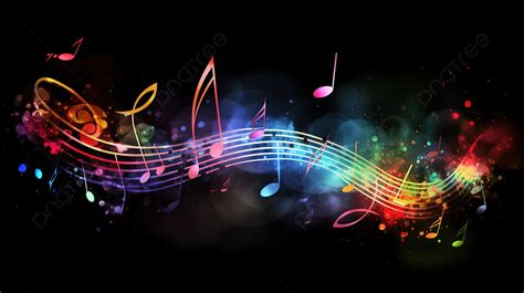 Colorful Music Notes On A Black Background, Music Notes Picture, Music ...