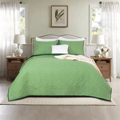 Rosecret Reversible Washed Cotton Quilt Set, Sage Green Queen Size ...