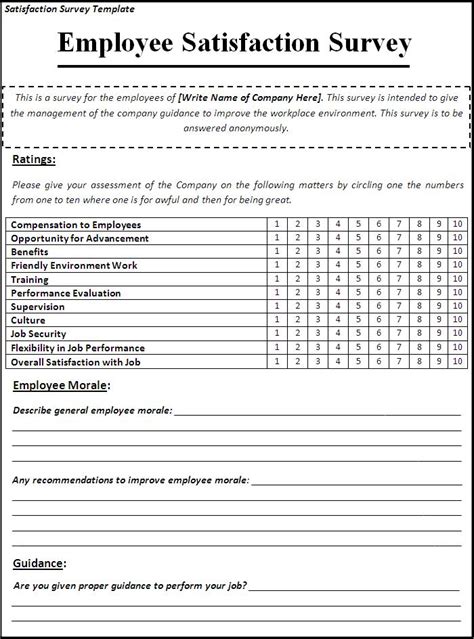 Printable Satisfaction Survey Template | Free Word Templates