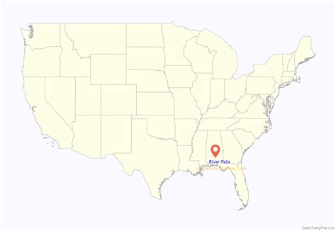 Map of River Falls town, Alabama - Thong Thai Real