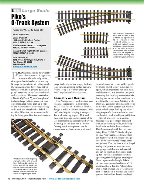 PIKO Spielwaren GmbH - Review PIKO G Scale Track System by Model ...