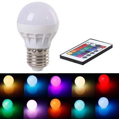 16 Color Changing LED Light Bulb with Remote Control Dimmable RGBW ...