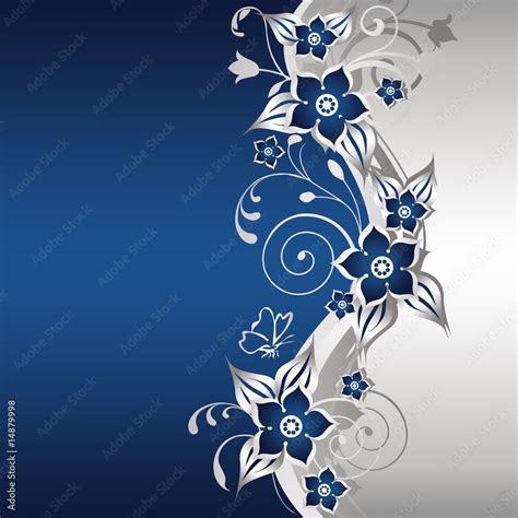 Blue and silver floral background Stock Illustration | Adobe Stock