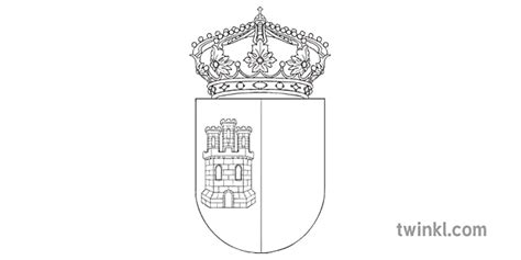 Castile La Mancha Coat of Arms Escudo De Castilla La Mancha KS2 Black and