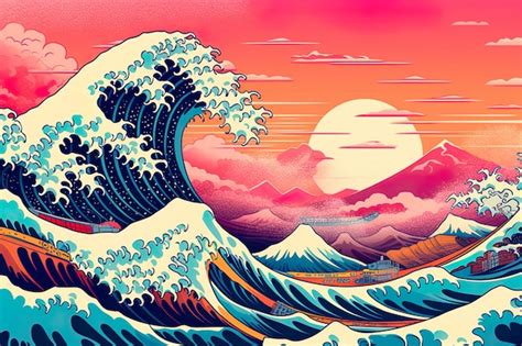 Premium Photo | The wave off kanagawa wallpaper