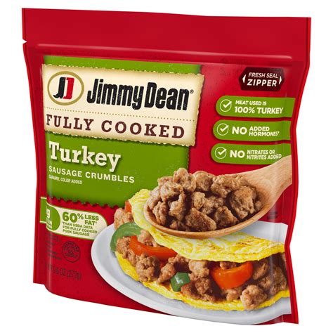 Jimmy Dean Fully Cooked Turkey Sausage Crumbles, 9.6 oz.-Front-Right ...