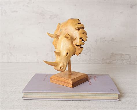 Rhino Head Statue on Base Safari Customized Statue Wood - Etsy