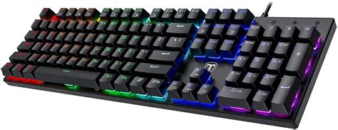 PICTEK Full Size Mechanical Gaming Keyboard, Rainbow Backlit Ultra-Slim ...