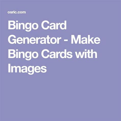 Bingo Card Generator - Make Bingo Cards with Images | Bingo card ...