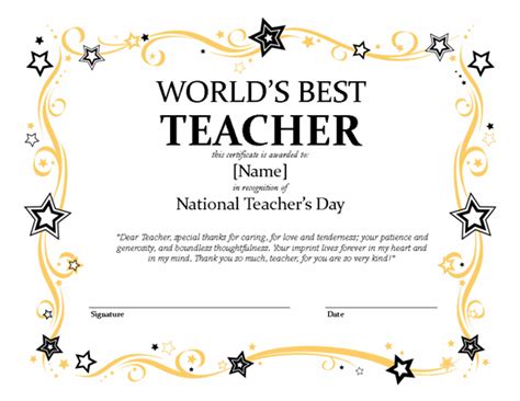 National Teacher's Day Certificate – Microsoft Publisher 2007 Template ...