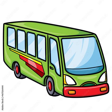 Bus Cartoon Illustration of cute cartoon bus. Stock Vector | Adobe Stock