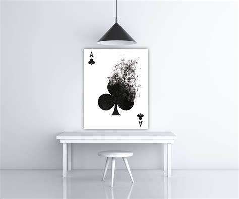 Playing Cards Wall Art Black and White Art Illustration, Smoke Art ...