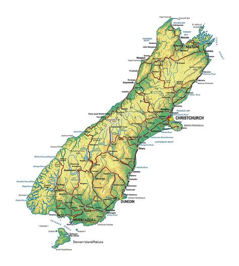 Detailed map of South Island, New Zealand with other marks | New ...