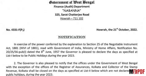 [PDF] West Bengal Holiday List 2023 PDF Download - MyPDF