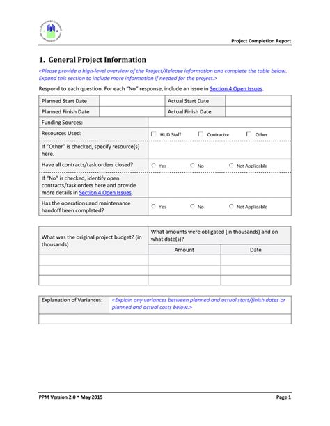 Project Completion Report Template in Word and Pdf formats - page 4 of 13