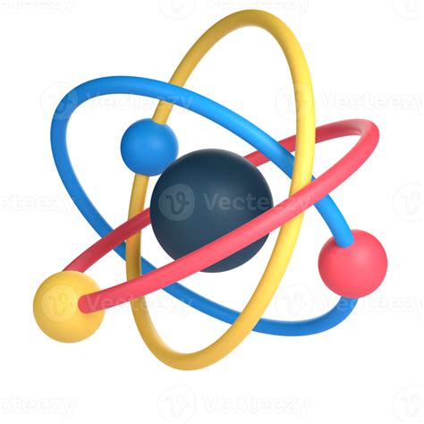 3D Atom for School and Education Concept. Object on a transparent ...