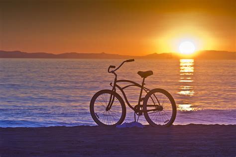 Bike At Sunset In Newport Beach Photograph by Harald Vaagan