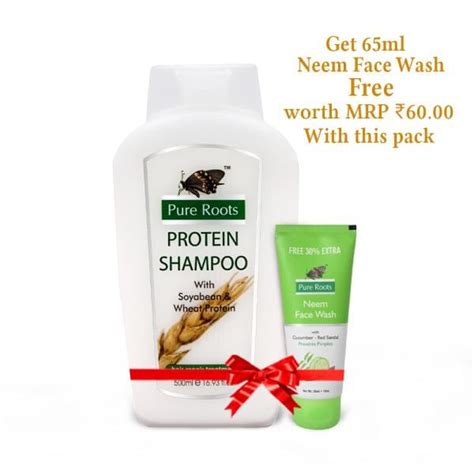 Pure Roots Herbals Protein Shampoo 500ml Combo Pack Get 65ml Neem Face ...