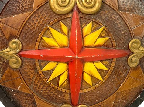 Vintage LARGE Metal Compass Rose Wall Hanging - Sexton Nautical Round ...