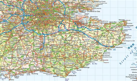 Vector South East England Map. County Political Road and Rail Map @750k ...