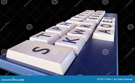 Close-up 3D Rendering of a Stenotype Keyboard Stock Illustration ...