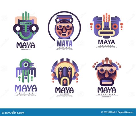 Maya Logo Original Design With Ethnic Mask Vector Set | CartoonDealer ...