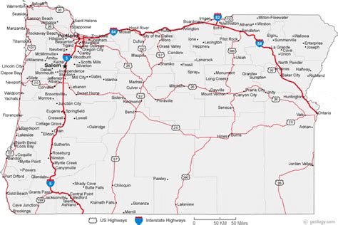 Map of Oregon Cities - Oregon Road Map