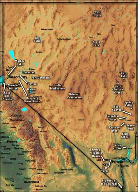 Nevada State Parks map West Wendover, Ely City, Winnemucca, Fernley ...