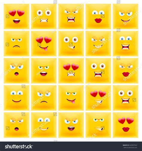 Set Square Emoticons Set Square Emojis Stock Vector (Royalty Free ...