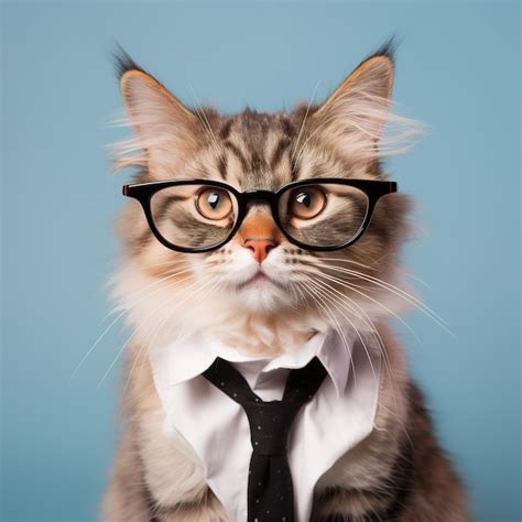 Premium AI Image | Closeup portrait of funny cat wearing glasses ...