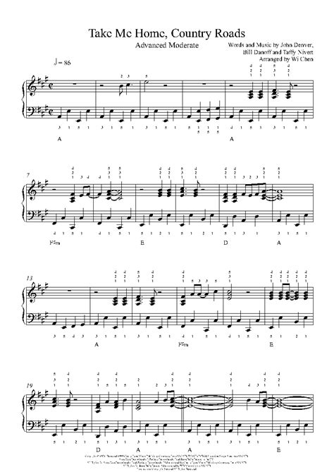 Take Me Home, Country Roads by John Denver Sheet Music & Lesson ...