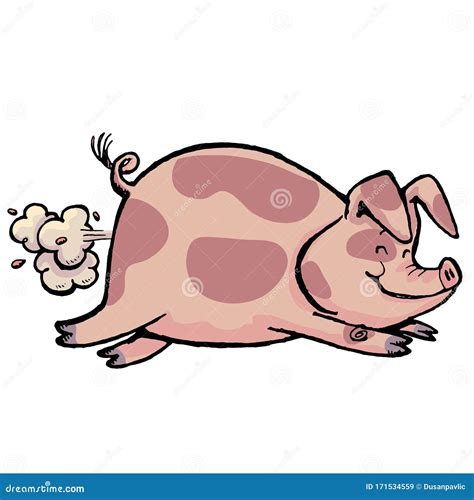 Pig in running with power stock illustration. Illustration of animals ...