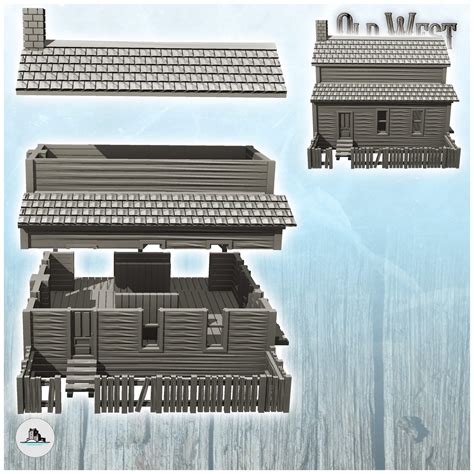 Wooden western house with roof terrace (29) - Wargaming3D