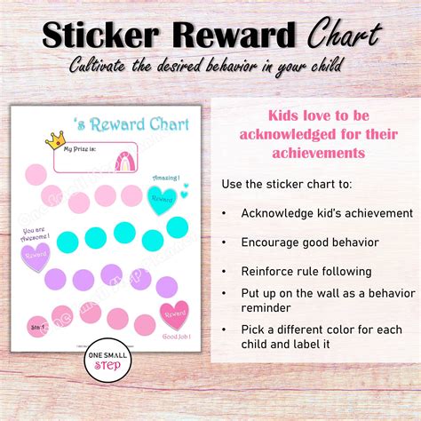 Reward Sticker Chart Kids Reward Chart Girl Sticker Chart - Etsy